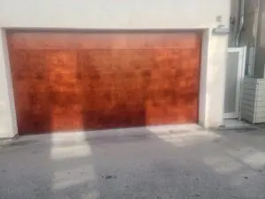 Wooden garage door exterior view