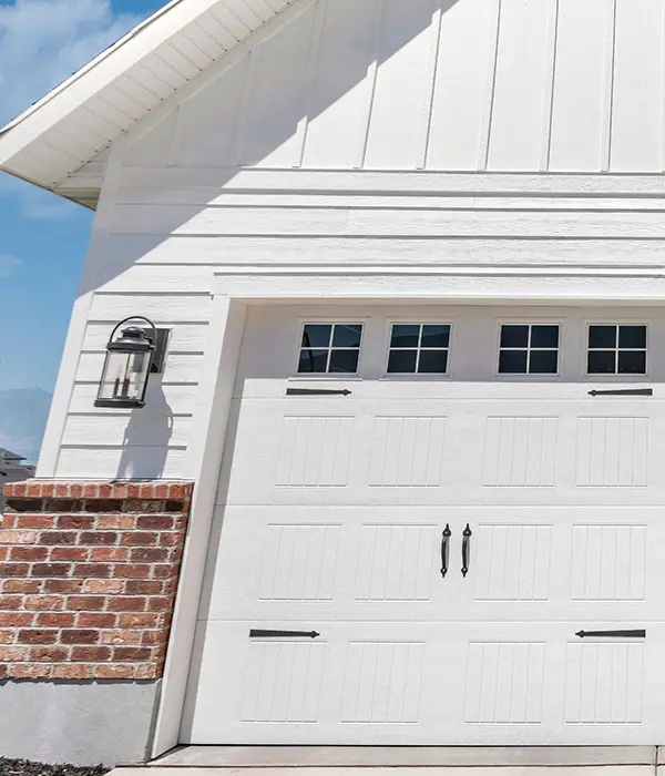 Modern white house garage door