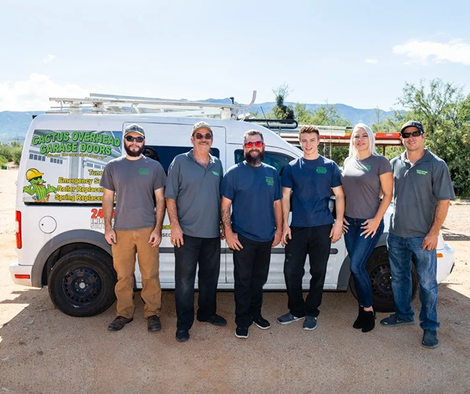 Garage door service team smiling