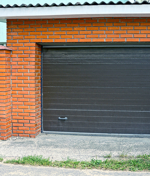 Red brick garage door exterior