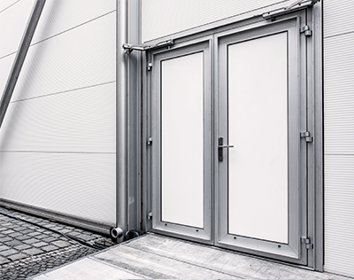 Industrial steel double doors exterior